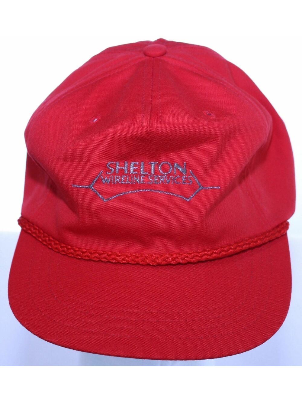 Vintage Shelton Wireline Services Red Baseball Hat Buckle Strapback Cap One Size